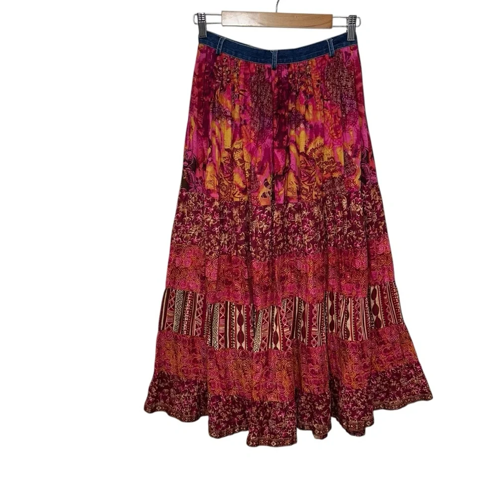 Vintage St. John's Bay Boho Cottagecore Flowy Patchwork Pattern Maxi Skirt, 4 - Picture 5 of 9